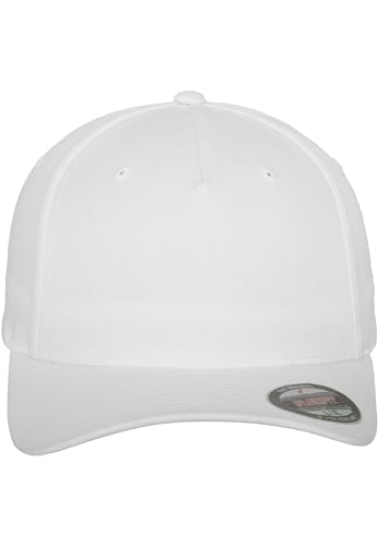 Flexfit 5 Panel Baseball Cap - Unisex Mütze, Kappe für Herren und Damen, einfarbige Basecap, rundum geschlossen, White, L-XL (Packung mit 2)