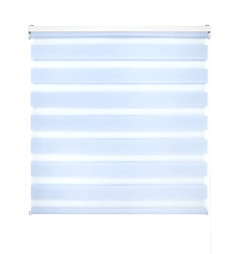 Decorblind Double Layer Roller Blind Night and Day Installation Wall or Ceiling, Blind Size: 160 x 250 cm Width x Length/Fabric Size: 157 x 245 cm – Sky Blue Blind, Night and Day Window Blind