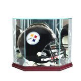 Full Size Football Helmet Display Case - Glass Top with Octagon Cherry Base - Made In America