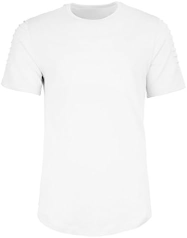 Mens Hipster Hip Hop Long T-shirt with Zipper Trim (XL, SATS3_White)