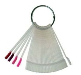 Beauticom 50 Natural Acrylic False Tip Sticks with Metal Ring Holders Fan-Shaped Nail Art Display Chart Practice Tips Tool - 50 Tips