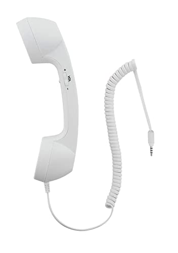 YTYKINOY Retro 3.5mm Telephone Handset Cell Phone Receiver Mic Microphone Speaker for iPhone iPad Mobile Phones Cellphone Smartphone (White)