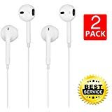 Earbuds/Earphones/Headphones XiQin Premium with Stereo Mic&Remote Control WHITE for iPhone iPad iPod Samsung Galaxy and More Android Smartphones Compatible With 3.5 mm Earbuds (2PACK)