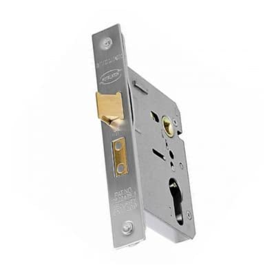 UAP Euro Profile Sash Lock 75mm - Light Duty Euro Sashlock Case for Internal and External Doors, Door Latch Euro Cylinder Key Locking Security (Polished Stainless - 75mm)