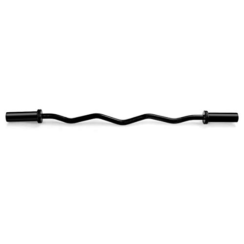 Goplus Olympic EZ Curl Bar for Strength Training, 47’’ Solid Steel