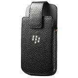 Holster Leather Swivel Holster for Rim BlackBerry Q10 - Retail Packaging - Black