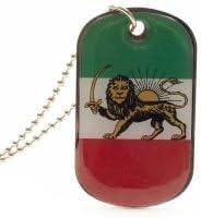 Iran Persian Lion Country Flag Dog Tag Metal Necklace with 14 Inch Chain ... New