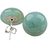 Gemstone Studs - Real Jade Jewelry for Women - Sage Light Green Stone Earrings - Hypoallergenic - Ball Earring Post 6mm, 8mm - Lapis Lazuli - Tiger Eye - Flat Back Large 12mm Earring - Handmade - Gifts for Anniversary - Graduation - Back to School - Teacher Appreciation - Mens Birthstone Birthday Gift