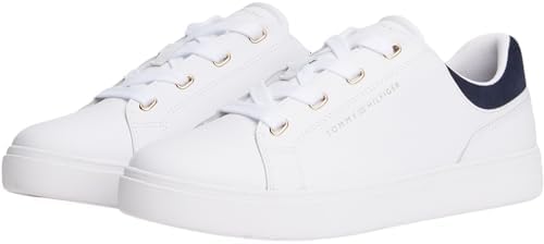 Damen Cupsole Sneaker Casual aus Leder, Weiß (White/Space Blue), 35