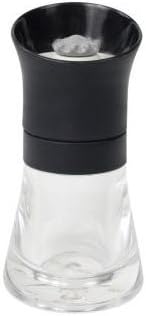 T&G CrushGrind Spice Mill with Removable Glass Base, 12.5 cm, Black, Whole Dried Herbs Spices Seeds Chilli Flakes/Fully Adjustable Ceramic Manual Grinder