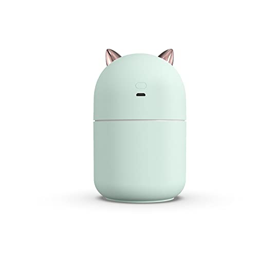Portable 300ml Mini Cool Mist Humidifier With Night Light, USB Auto Shut-Off, Ultra-Quiet, 2 Spray Modes for Home Office Travel (Green)