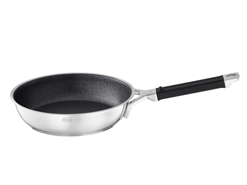 RÖSLE SILENCE PRO Bratpfanne, Pfanne mit kratzfester Premium-Antihaftversiegelung ProResist, Silikongriff, 28 cm, Edelstahl 18/10, induktionsgeeignet,