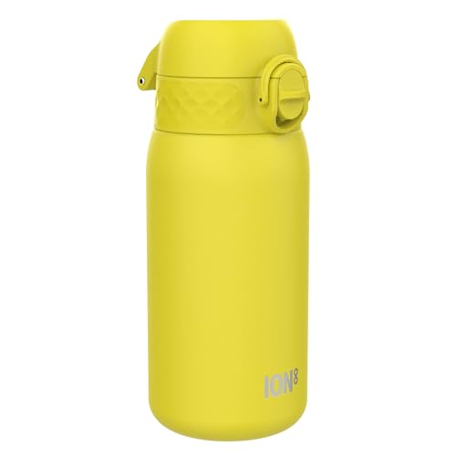 Ion8 Borraccia Inox Leggero per Bambini, 400ml, Non Isolato, a Prova di Perdite, Facile da Aprire, Serratura Sicura, Lavabile in Lavastoviglie, Facile Pulizia, Durevole e Antigraffio, Giallo