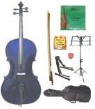 RATA 4/4 FULL SIZE PURPLE CELLO WITH BAG,BOW,FREE ROSIN, 2 SETS OF STRINGS,PITCH PIPE,CELLO STAND,MUSIC STAND