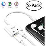 Actor Adapter & Splitter Compatible iPhone 7/7 Plus / 8/8 Plus/X, 2 Pack Dual 8 Pin Headphone Jack AUX Audio & Charging & Calling & Sync Cable Connector Earphone Charger