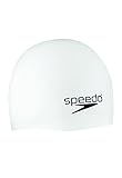 Speedo Elastomeric Silicone Solid Swim Cap, White, One Size