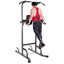 MaxKare Power Tower Dip Station Adjustable-4 Levels Adjustable Height-Pull Up Bar Dips Stand Ab Exer