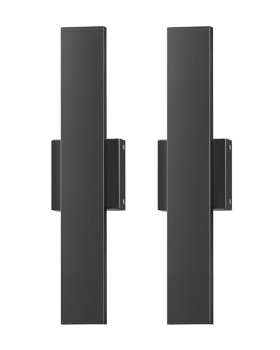 EDISHINE 2 Pack LED Outdoor Wall Lights Dimmable, 3CCT (3000K 4000K 5000K), 15.7'' Modern Black Exterior Light Fixtures, Waterproof Front Door Lights for Entrance, Hallway, Garage, Porch