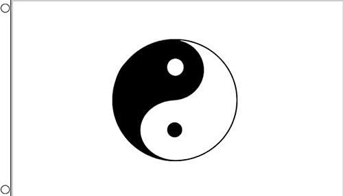 AZ FLAG - Yin And Yang White Flag - 3x5 Ft - 100D Polyester Taoism Banner with Two Metal Grommets - Fade Resistant - Vivid Colors - 3' x 5' Feet - 150x90 Cm