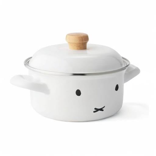 Fuji Horo Casserole Two-Handed Pot, White, Induction Compatible, 5.9 inches (15 cm), Miffy Face