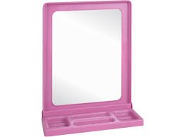 chalers Plastic Frame Square Mirror with Shelf