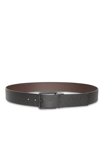 Calvin Klein Men’s Warmth Square Buckle 4 cm Belt, Black (Black/Ck Dark Brown/Matte Black), 35.4 inches