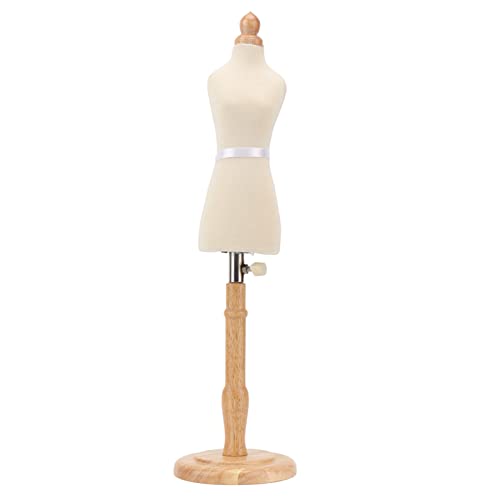 Female Mannequin Torso with Stand, 18-23in Height Adjustable Dress Form Manikin Body with Wooden Base, Pinnable Mannequin Body Dress Jewelry Display for Sewing Dressmakers