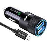 Samsung Galaxy S8 Car Charger, Samsung Car Charger Fast Charging with Quick Charge 3.0 & 5V 2.4A Ports & 6 Ft USB C Cord Compatible for Samsung Galaxy S9 Note 8 LG V30 V20 G6 G5 HTC