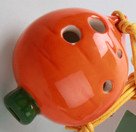 Orange Radish 4 Holes Novelty Pendant Ceramic Ocarina. Great Gift, Dexterous, Easy to Carry and Learn. Linn's Arts! - Thumbnail 6