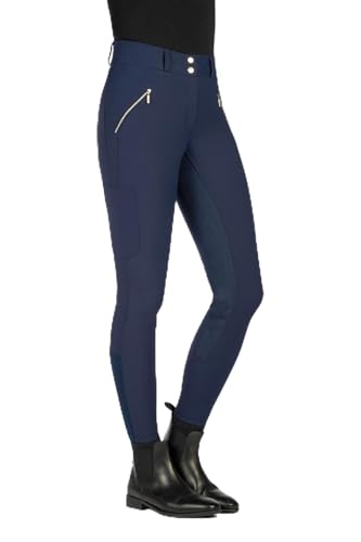 HKM Damen Lia High Waist Alos Vollbesatz Reithose, Weiß, 36