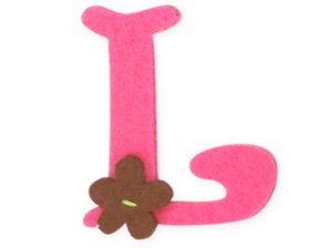 rosa Filzbuchstaben; Aufbügelapplikationen für Mädchen Buchstabe L. H 25mm