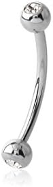 Adatto Body Piercing Jewelry Surgical Steel Double Jeweled Curved Micro Barbell 18g 16g Nose/Eyebrow/Nipple