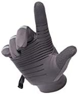 Black winter gloves with anti-slip touch screen fingertips.