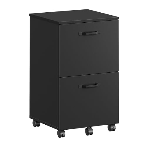 VASAGLE CUSTOS Collection - 2-Drawer File Cabinet, Small Rolling Filing Cabinet for Home Office, Printer Stand, for A4, Letter-Size Documents, 15.7 x 16.5 x 27.6 Inches, Matte Black UOFC040B16