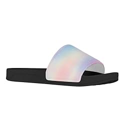 Howilath Rainbow Tie Dye Print Beach Slides for