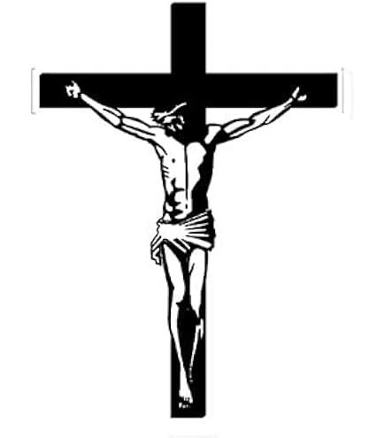 Jesus Cross Decal Sticker - White Vinyl For Car, Truck, Laptop (3" X 5.5")