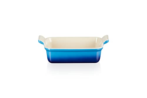 Le Creuset Rechteckige Auflaufform Tradition aus Steinzeug, 19 cm, 1.1 Liter, Azure, 71102192200001