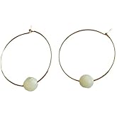 Natural Amazonite Bead 14K Gold Filled Hoop Dangle Earrings