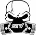 STI Skull Piston Gas Mask PREMIUM Decal 5 inch (White) Subaru | Bumper Sticker | Wranger | STX | JDM Ralley | Tuner Import | drifter | Punisher Pistons