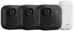 Videocamera esterna 2K+ Blink (ultimo modello) — videocamera di sicurezza smart senza fili, risoluzione video 2K, audio ottimizzato, durata delle pile fino a due anni. Sistema da 3 videocamere, nero