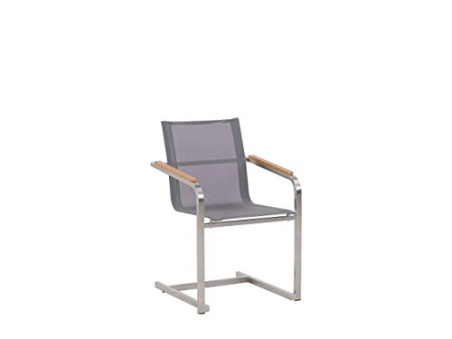 Beliani Gartenstuhl aus Edelstahl mit Polyester in Grau 6er Set Moderner Look Cosoleto – Bild 6