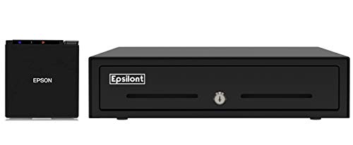 Compact Receipt Printer, 3″, Ultra Sleek, Thermal, Ethernet/USB and 16″ by 16″ Cash Drawer Compatible with Square (Black)