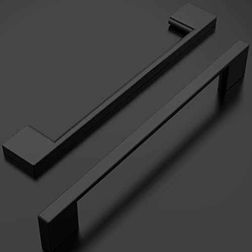 Amerdeco 10 Pieces Kitchen Handles 160 mm Black for Cabinets, Drawers, Furniture and Doors, Aluminium Alloy UK0035