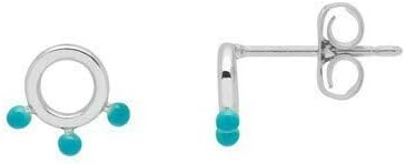 Silver-Plated Karma Circle Turquoise Dot Stud Earrings