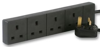 Aptii 10m Black 4 Gang Power Strip Extension Cord Mains Plug