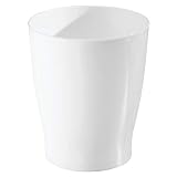 iDesign Franklin Wastebasket Trash Can, Waste Basket Garbage Can for Bathroom, Bedroom, Kitchen, Home Office, Dorm, College, White