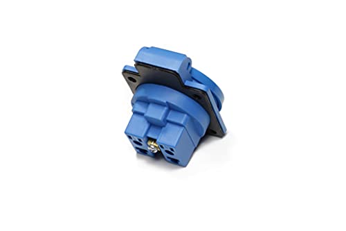 HOLZER 8 Stück Einbausteckdosen Schuko Anbau Steckdose 16A Feuchtraum / PA6 / + Flansch Dichtung (Blau) – Bild 3