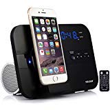 VELOUR Apple Lightning Speaker Dock for iPhone 6S,6,6plus, 5,5s,Mini with Bluetooth FM Radio clock and Charger [Apple MFi Certified]