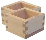 JapanBargain 3323x2, Wooden Sake Cups Masu Japanese Hinoki Wood Saki Cup Box Made in Japan, Plain, 2 ounce, Set of 2