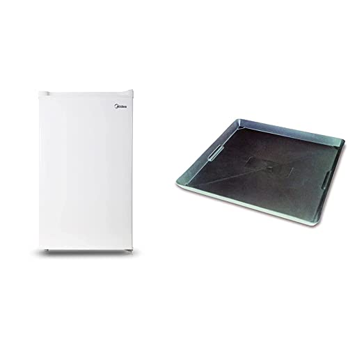 Midea WHS-109FW1 Upright Freezer, 3.0 Cubic Feet, White & WirthCo 40092 Drip Tray - Black - (22